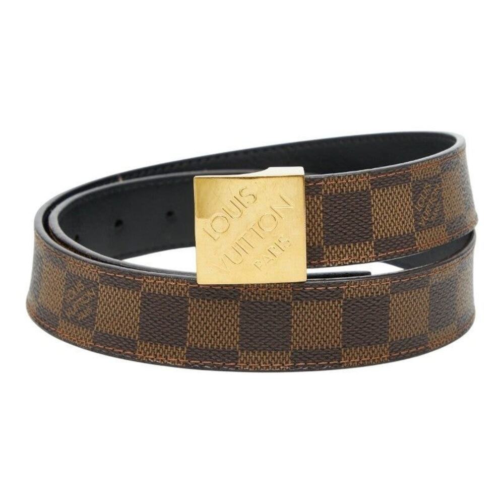 Louis Vuitton Damier Ebene Ceinture Classique Carre Belt 80/32 Brown